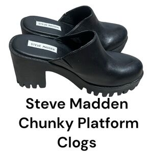 Steve Madden Black Platform Mules